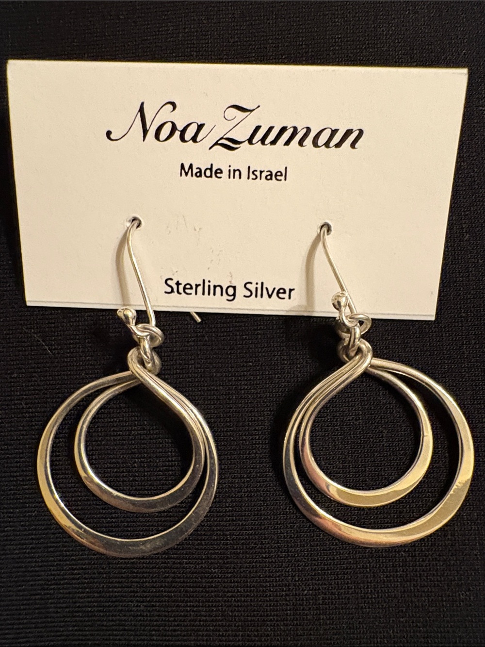 Noa Zuman Sterling Silver Double Hoop Drop Earrings